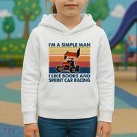 IM A Simple Man I Like Boobs And Sprint Car Racing Kids Hoodie thumb 3