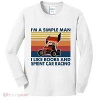 IM A Simple Man I Like Boobs And Sprint Car Racing Kids Long Sleeve Shirt thumb 0