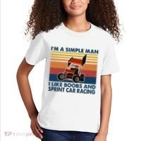 IM A Simple Man I Like Boobs And Sprint Car Racing Kids T-Shirt thumb 2