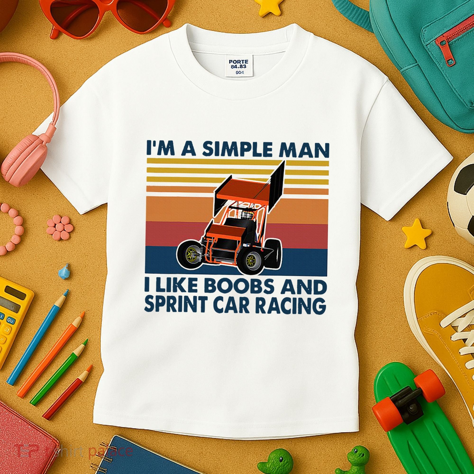IM A Simple Man I Like Boobs And Sprint Car Racing Kids T-Shirt