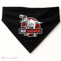 I am Six Saurus 6 Yrs Old T Rex for 6th Birthday Gift USA-Made Doggie Bandana thumb 0