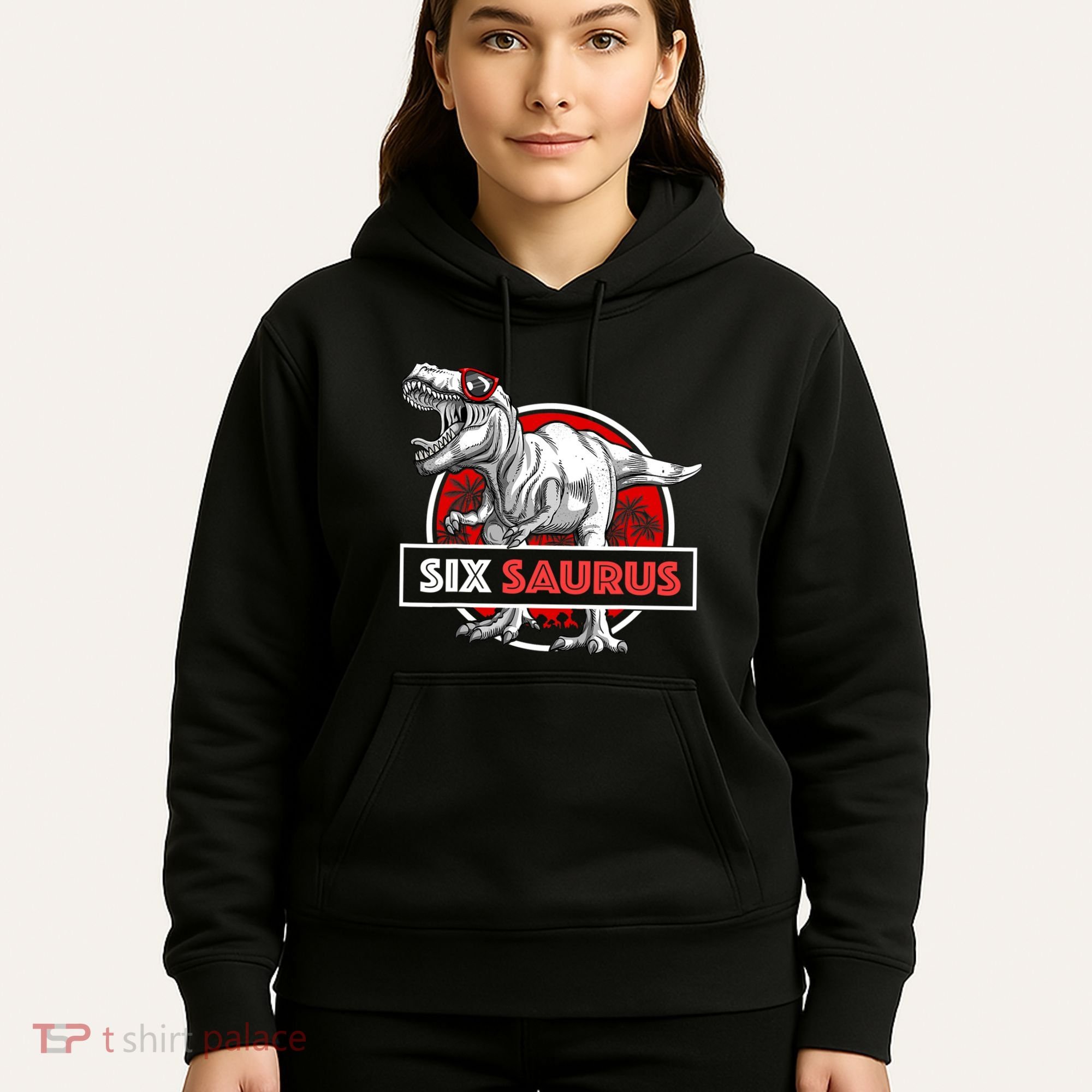 I am Six Saurus 6 Yrs Old T Rex for 6th Birthday Gift Hoodie