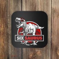 I am Six Saurus 6 Yrs Old T Rex for 6th Birthday Gift Coaster thumb 0