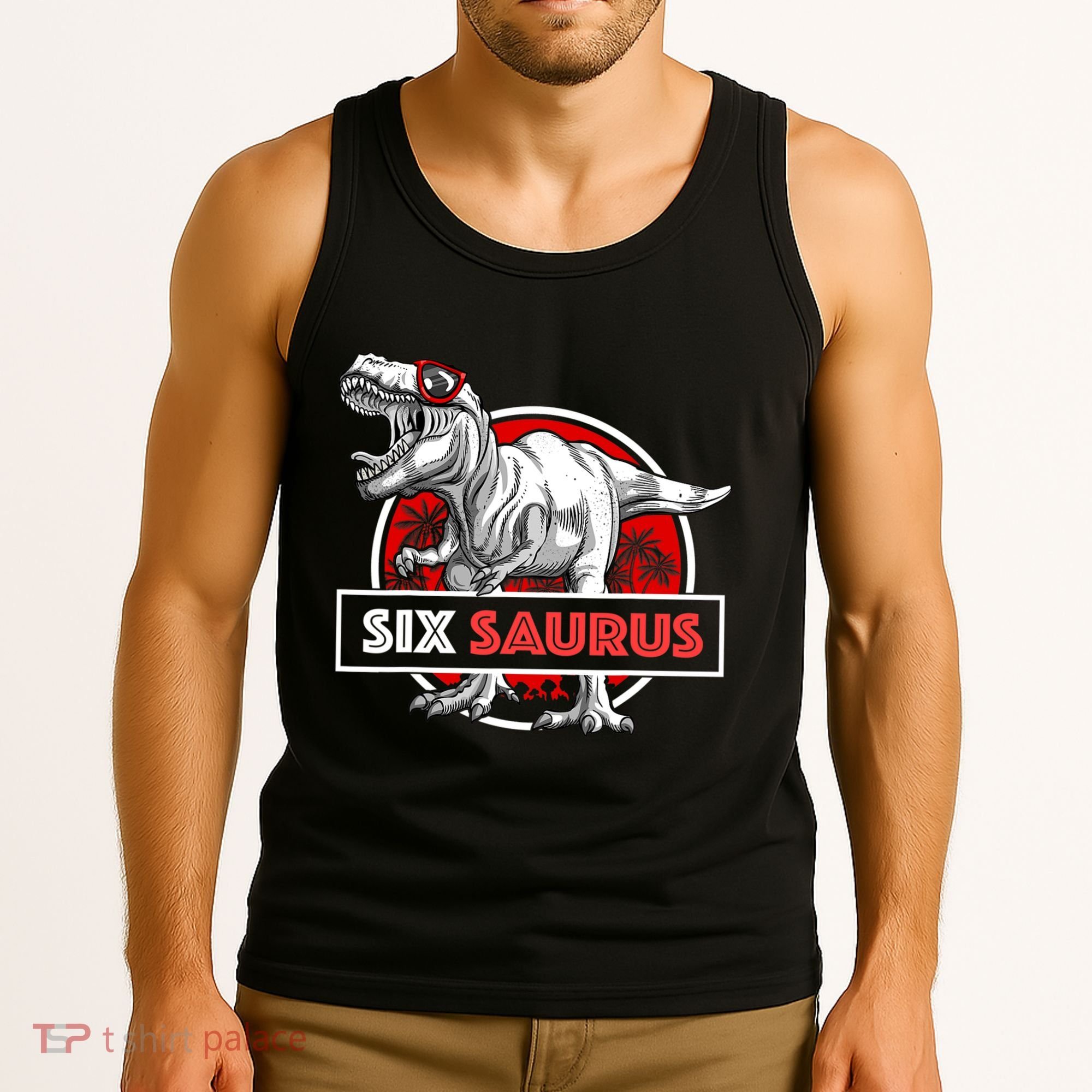 I am Six Saurus 6 Yrs Old T Rex for 6th Birthday Gift Tank Top