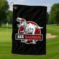 I am Six Saurus 6 Yrs Old T Rex for 6th Birthday Gift Golf Towel thumb 1