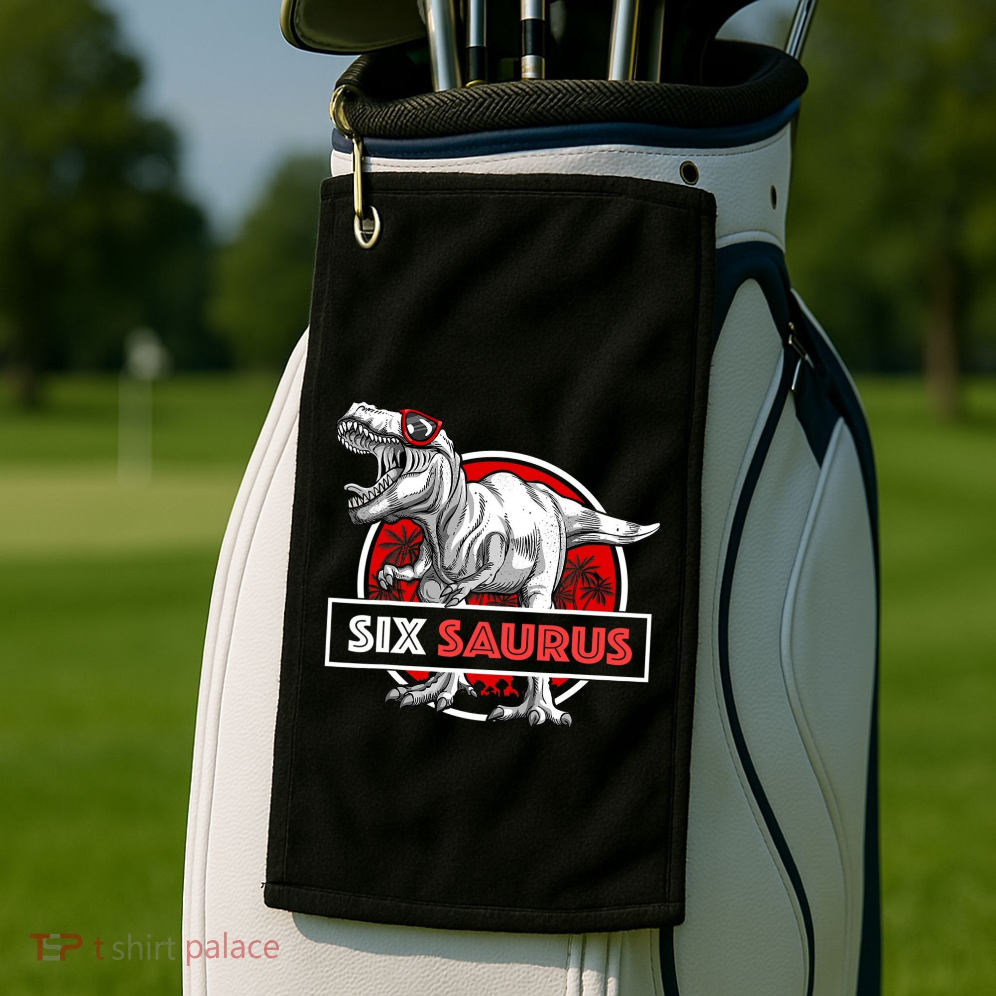 I am Six Saurus 6 Yrs Old T Rex for 6th Birthday Gift Golf Towel