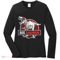 I am Six Saurus 6 Yrs Old T Rex for 6th Birthday Gift Women's Long Sleeve Shirt thumb 0