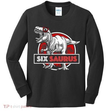I am Six Saurus 6 Yrs Old T Rex for 6th Birthday Gift Kids Long Sleeve Shirt