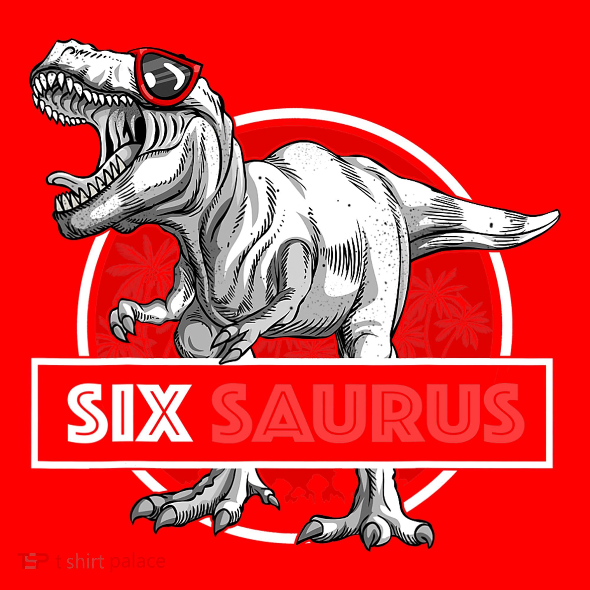 I am Six Saurus 6 Yrs Old T Rex for 6th Birthday Gift Santa Hat