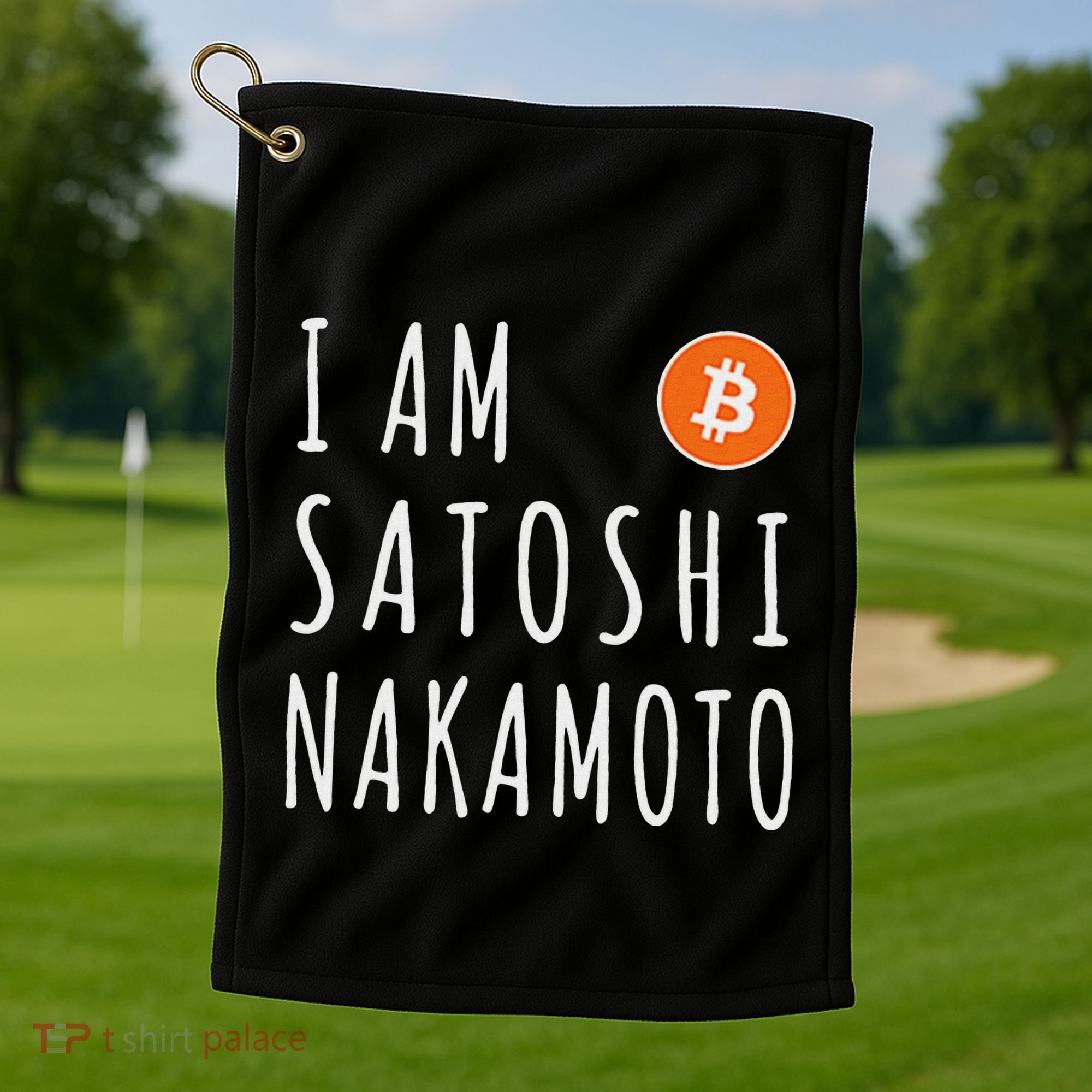 I Am Satoshi Nakamoto Fun Bitcoin Creator Meme Golf Towel