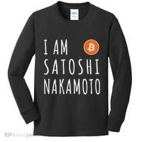 I Am Satoshi Nakamoto Fun Bitcoin Creator Meme Kids Long Sleeve Shirt thumb 0