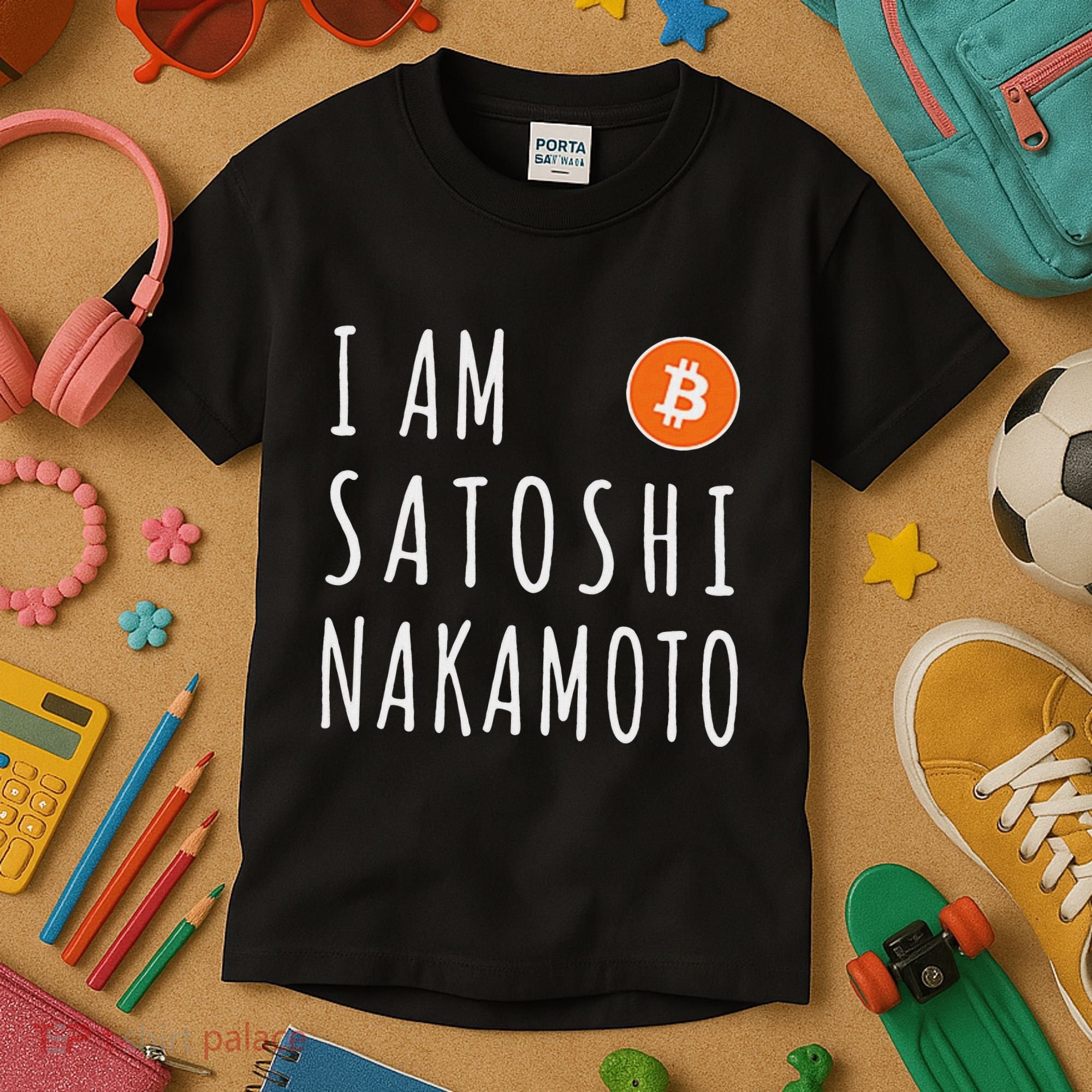 I Am Satoshi Nakamoto Fun Bitcoin Creator Meme Kids T-Shirt