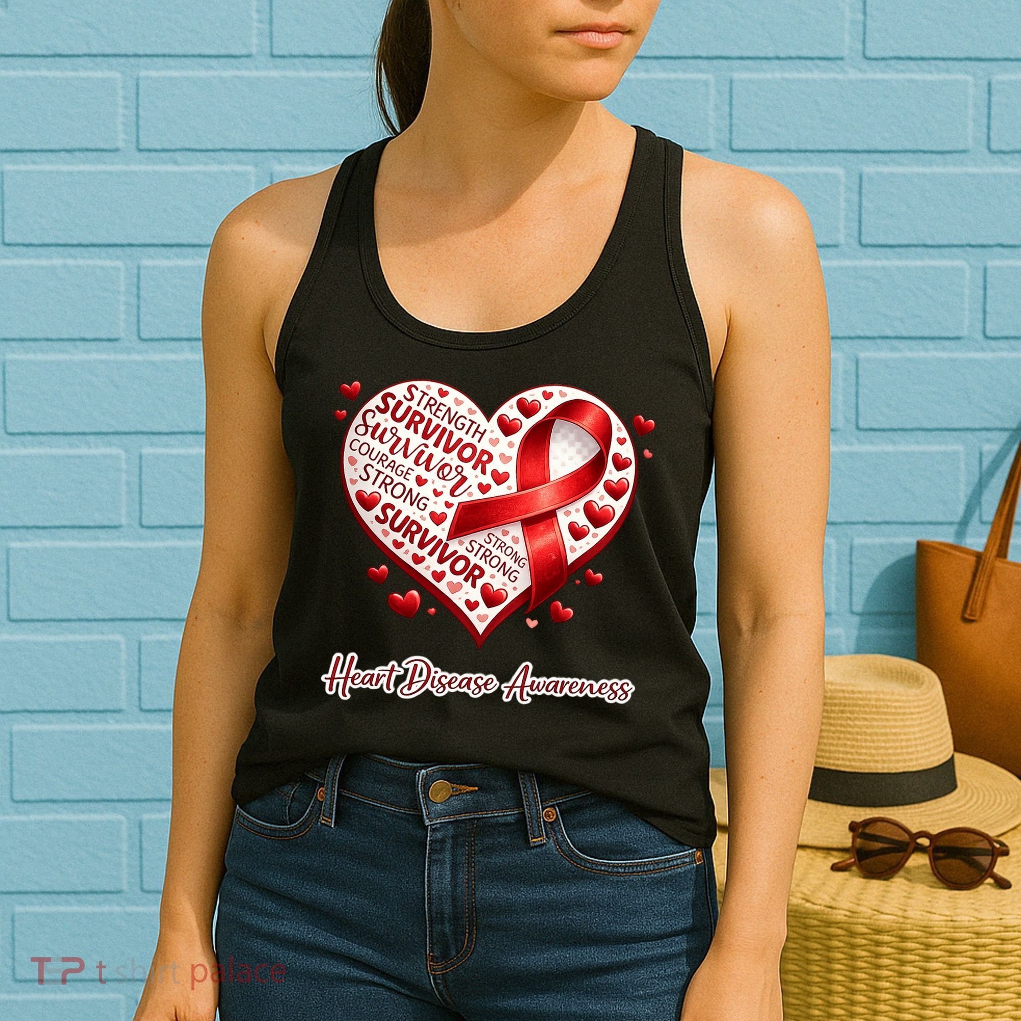I'm A Survivor Heart Disease Awareness Red Ribbon CHD Women's Tank Top