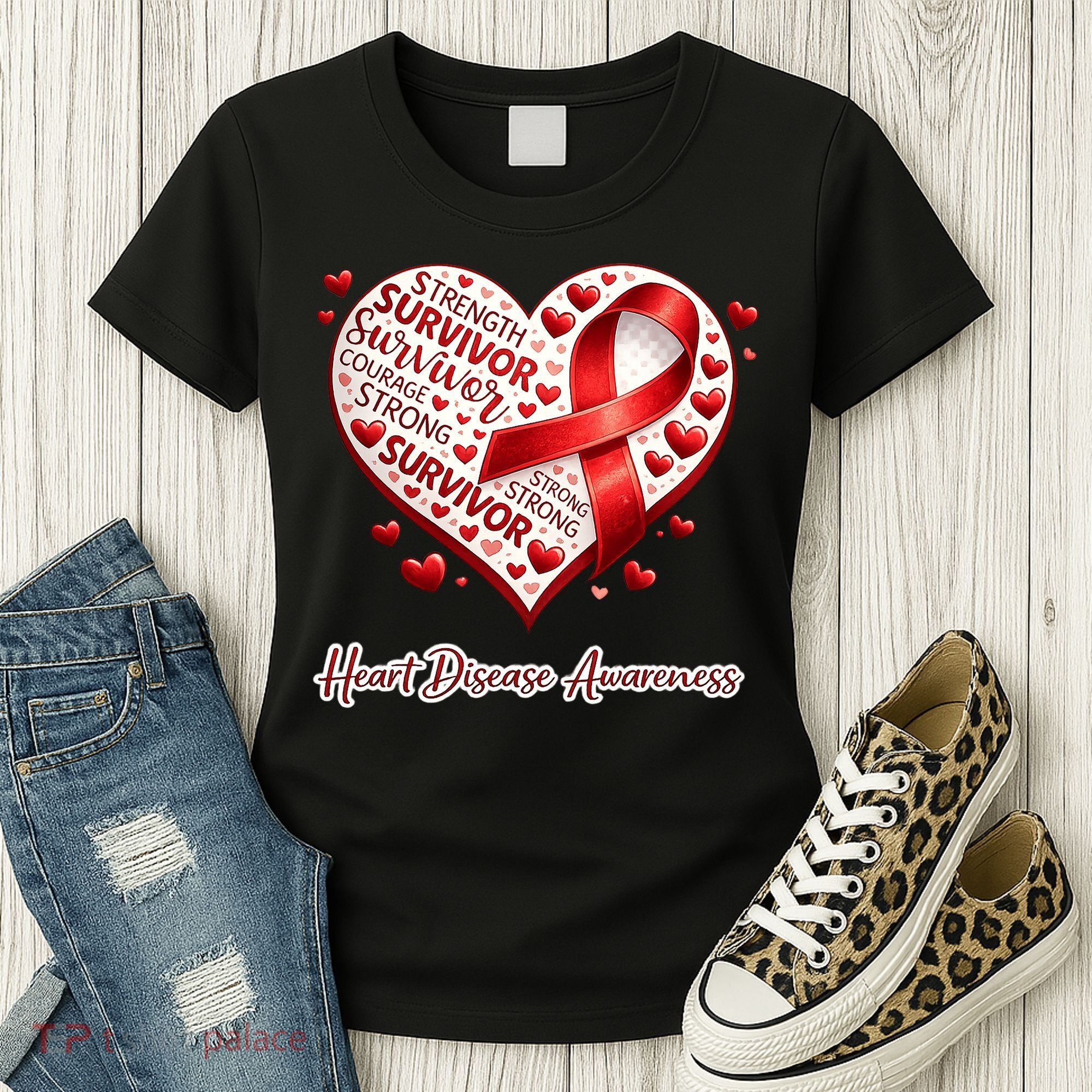 I'm A Survivor Heart Disease Awareness Red Ribbon CHD Women's T-Shirt