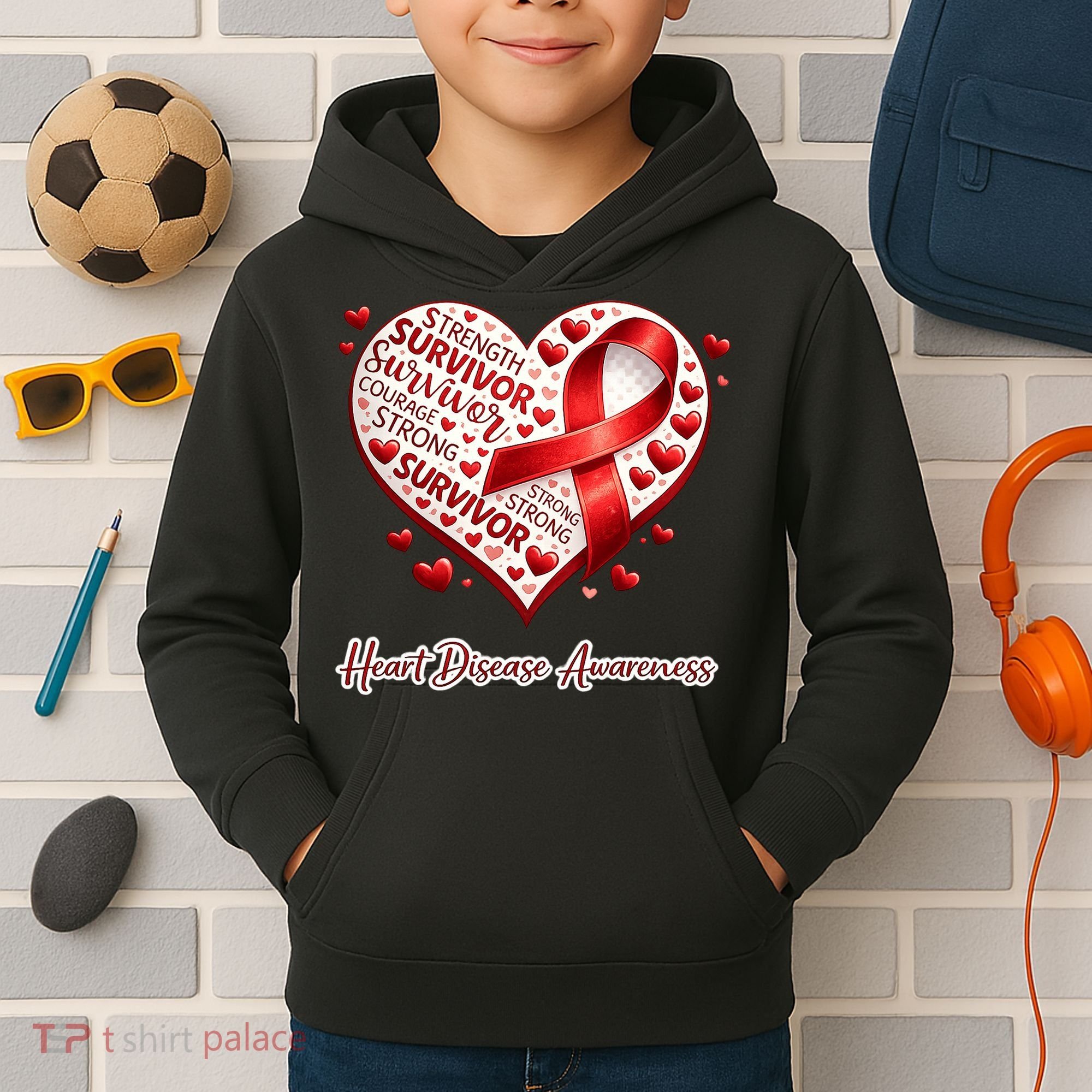 I'm A Survivor Heart Disease Awareness Red Ribbon CHD Kids Hoodie