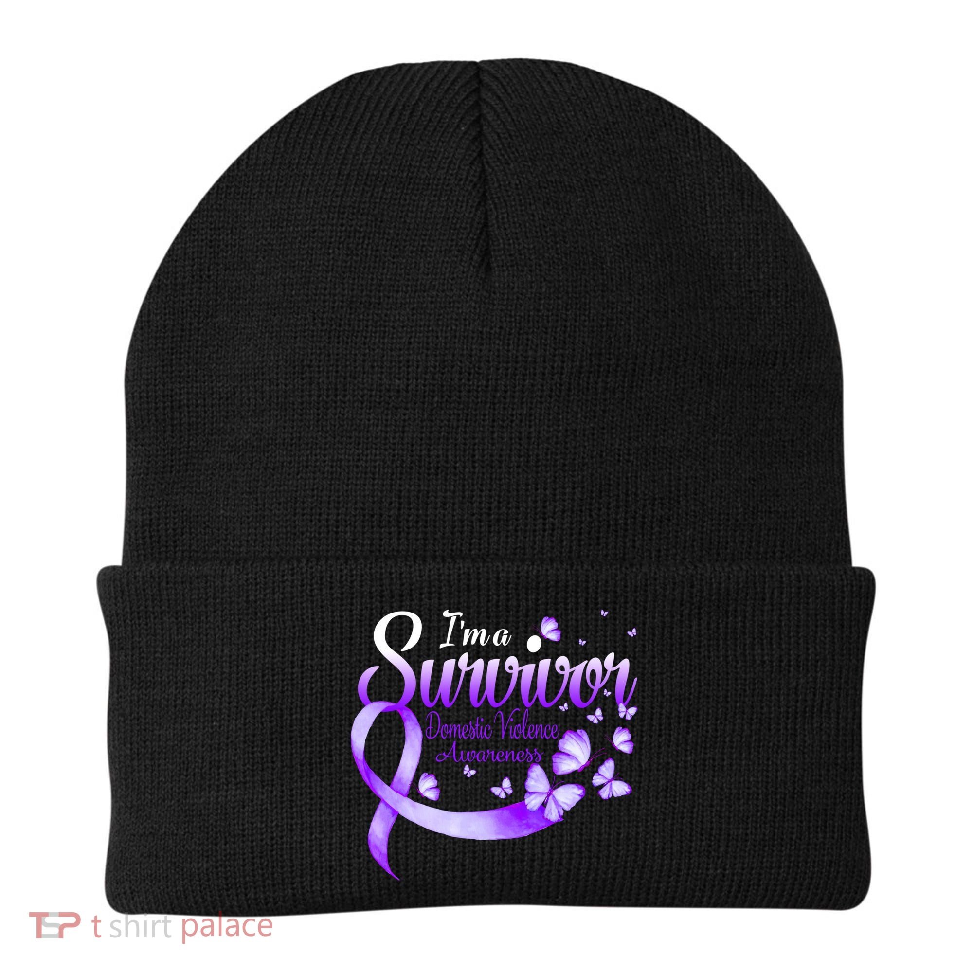 Im A Survivor Domestic Violence Awareness Butterfly Gift Beanie