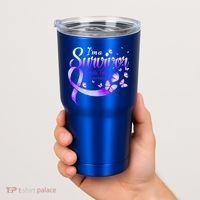 Im A Survivor Domestic Violence Awareness Butterfly Gift Tumbler thumb 2