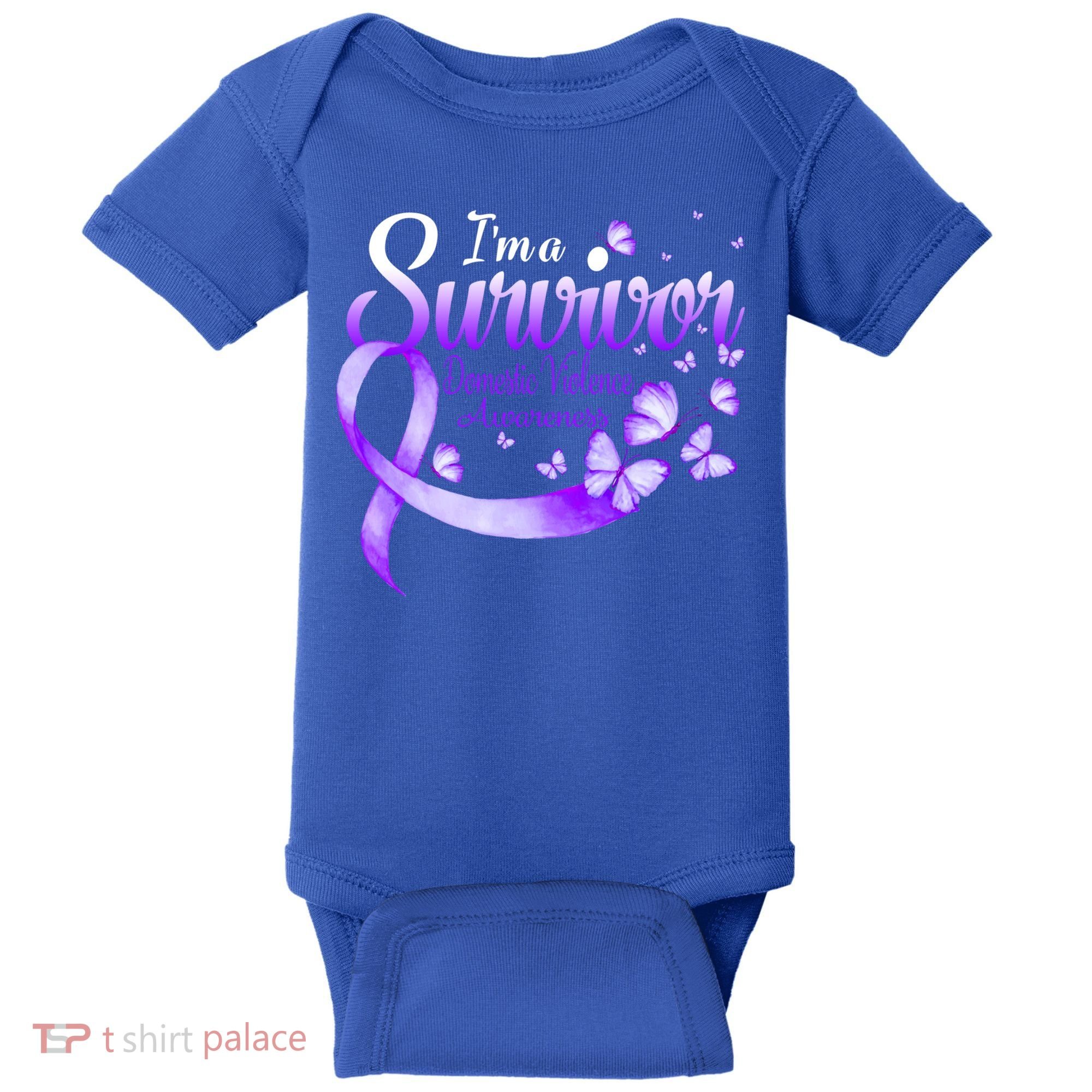 Im A Survivor Domestic Violence Awareness Butterfly Gift Baby Bodysuit
