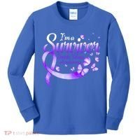 Im A Survivor Domestic Violence Awareness Butterfly Gift Kids Long Sleeve Shirt thumb 0