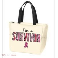 Im A Survivor Leopard Retro Breast Cancer Awareness Tote Bag thumb 3