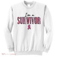 Im A Survivor Leopard Retro Breast Cancer Awareness Sweatshirt thumb 0