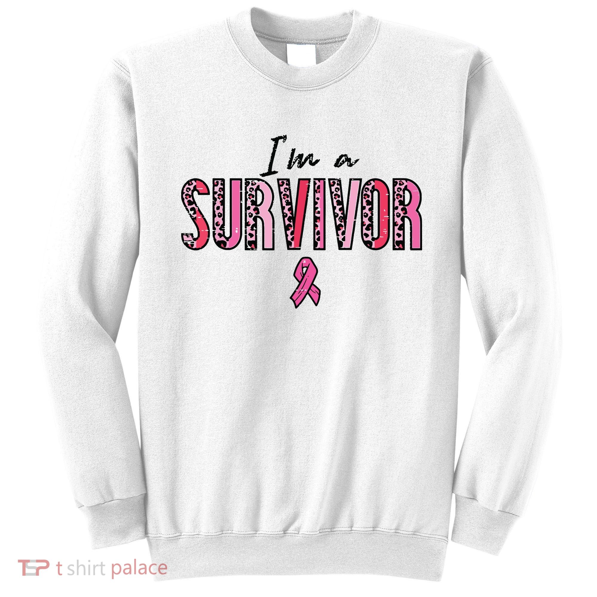 Im A Survivor Leopard Retro Breast Cancer Awareness Sweatshirt