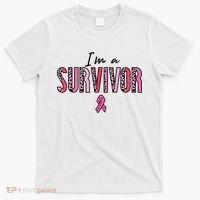 Im A Survivor Leopard Retro Breast Cancer Awareness T-Shirt thumb 0