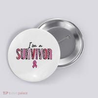 Im A Survivor Leopard Retro Breast Cancer Awareness Button thumb 0