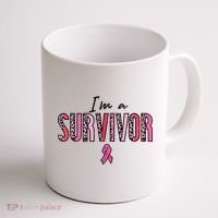 Im A Survivor Leopard Retro Breast Cancer Awareness Coffee Mug thumb 1