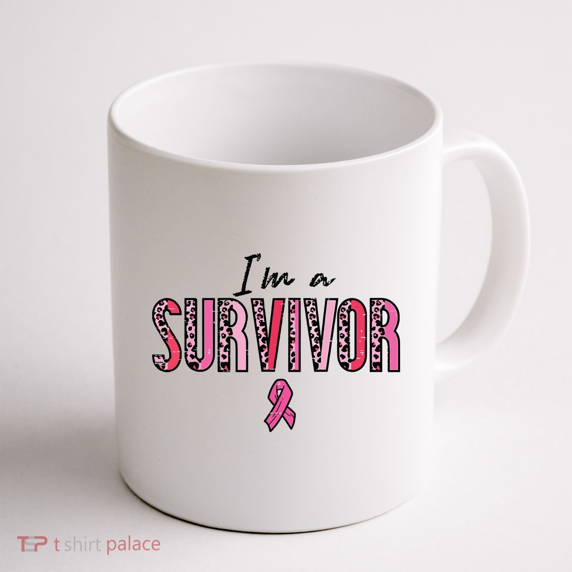 Im A Survivor Leopard Retro Breast Cancer Awareness Coffee Mug