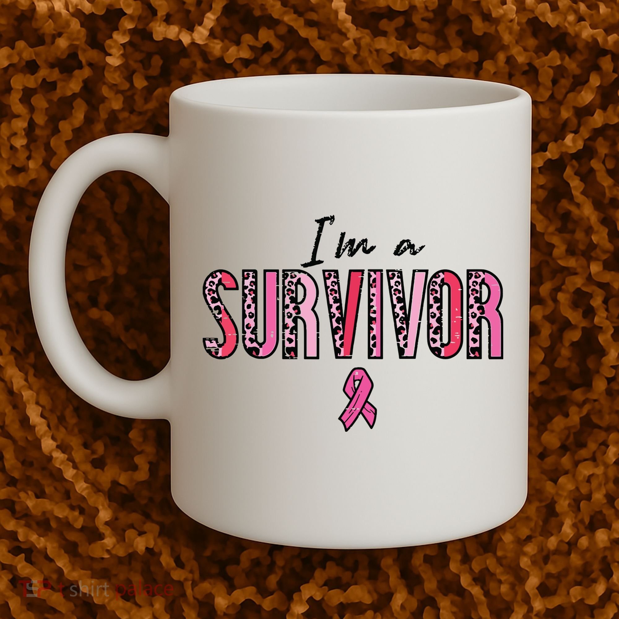 Im A Survivor Leopard Retro Breast Cancer Awareness Coffee Mug