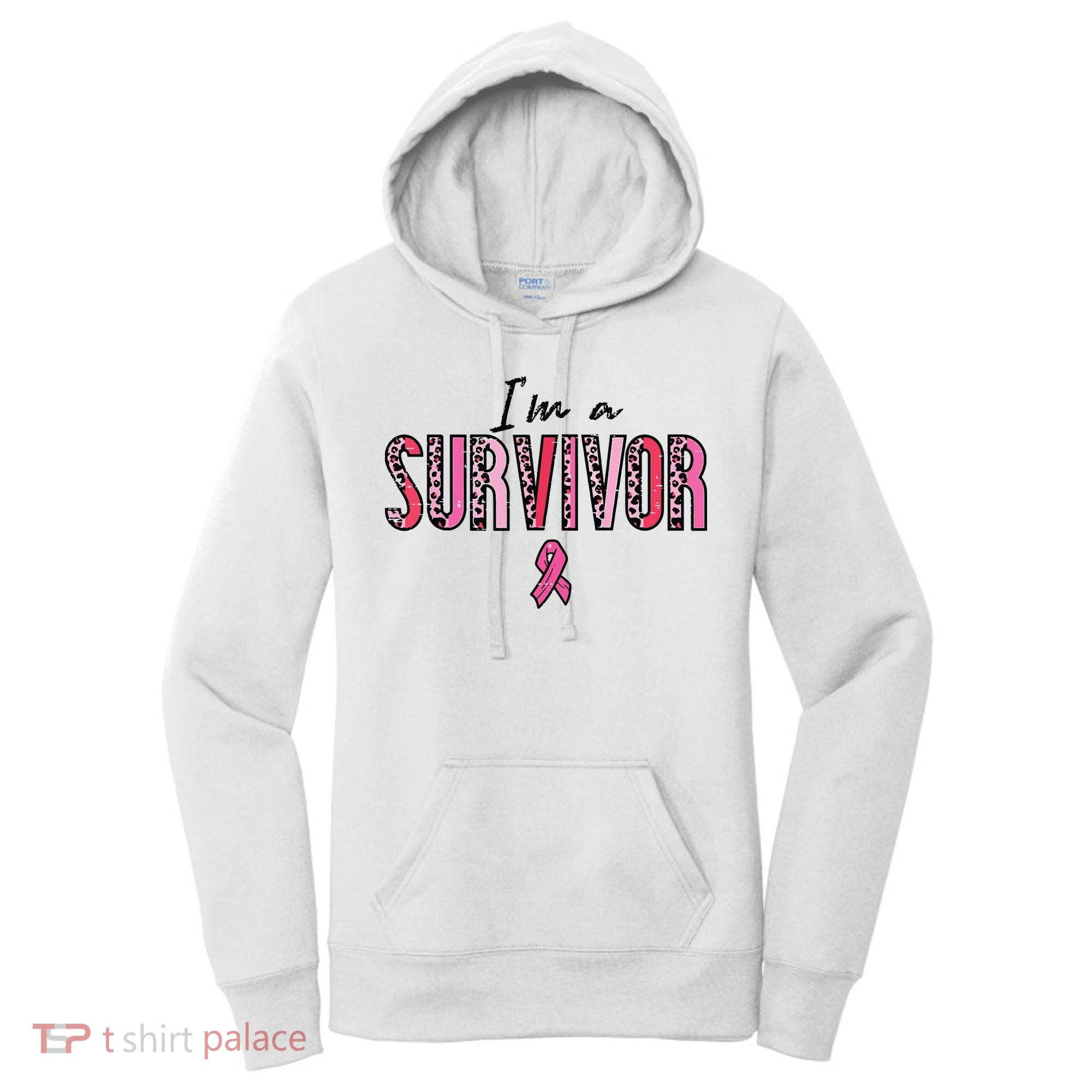 Im A Survivor Leopard Retro Breast Cancer Awareness Women's Hoodie