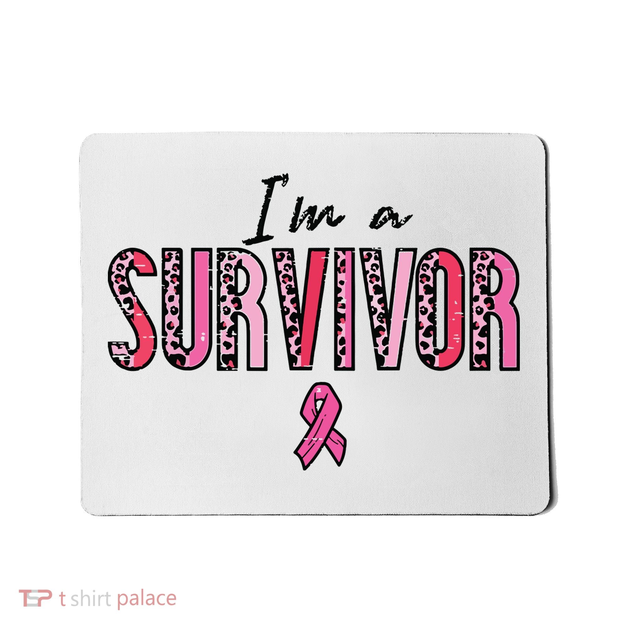 Im A Survivor Leopard Retro Breast Cancer Awareness Mousepad