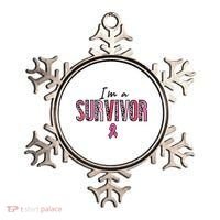 Im A Survivor Leopard Retro Breast Cancer Awareness Ornament thumb 0