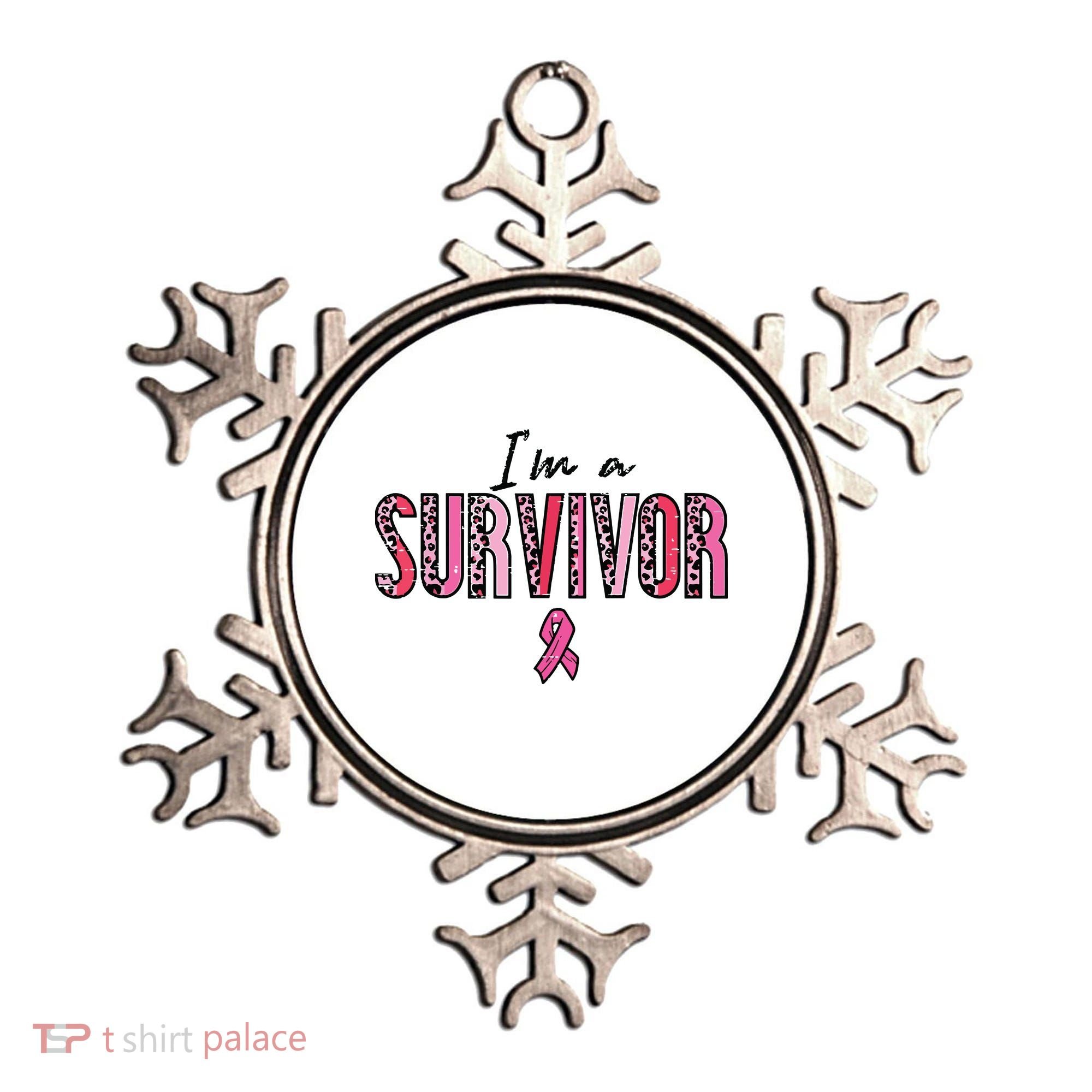 Im A Survivor Leopard Retro Breast Cancer Awareness Ornament