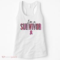 Im A Survivor Leopard Retro Breast Cancer Awareness Women's Tank Top thumb 0