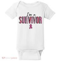 Im A Survivor Leopard Retro Breast Cancer Awareness Baby Bodysuit thumb 0