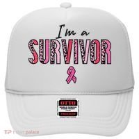 Im A Survivor Leopard Retro Breast Cancer Awareness Hat thumb 0