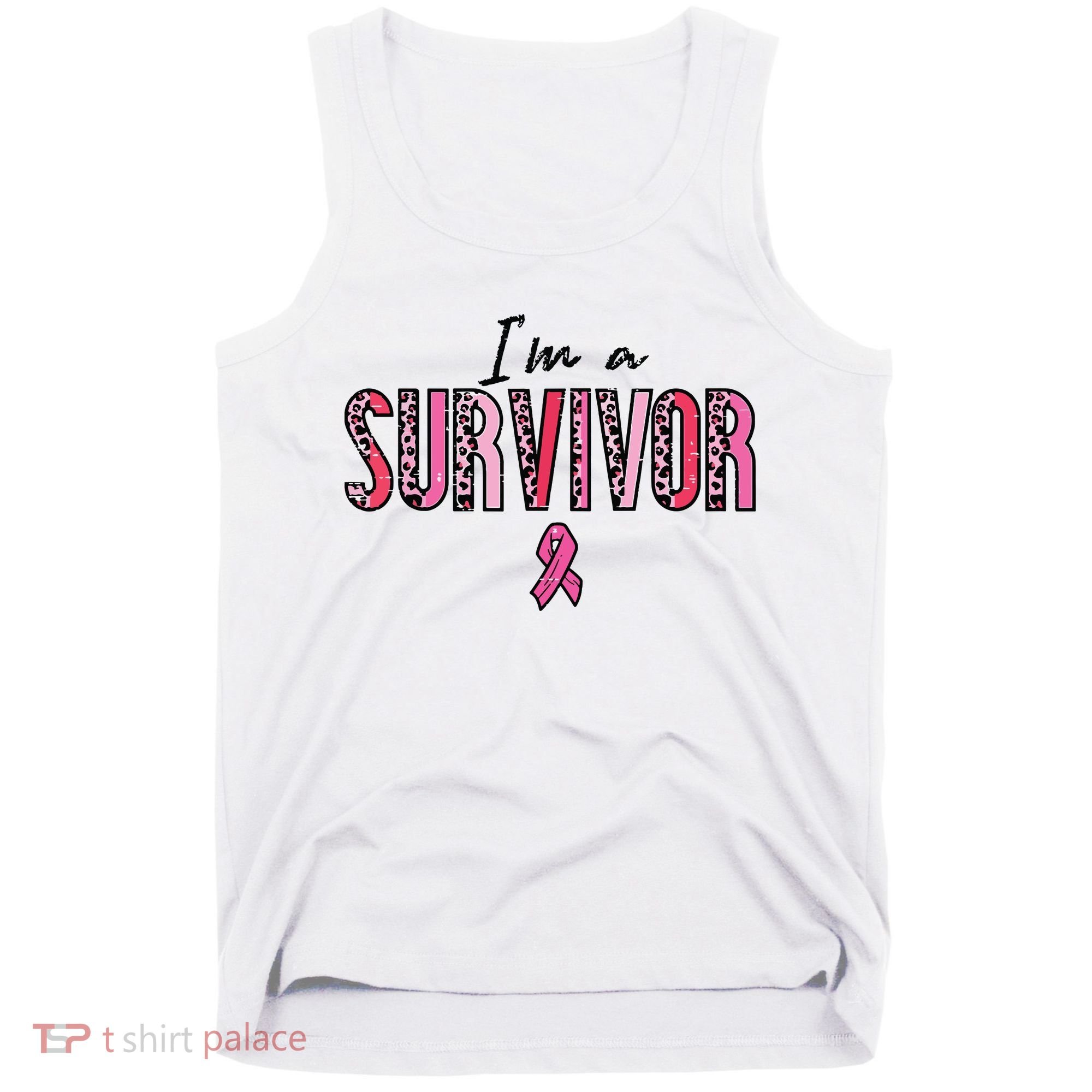 Im A Survivor Leopard Retro Breast Cancer Awareness Tank Top
