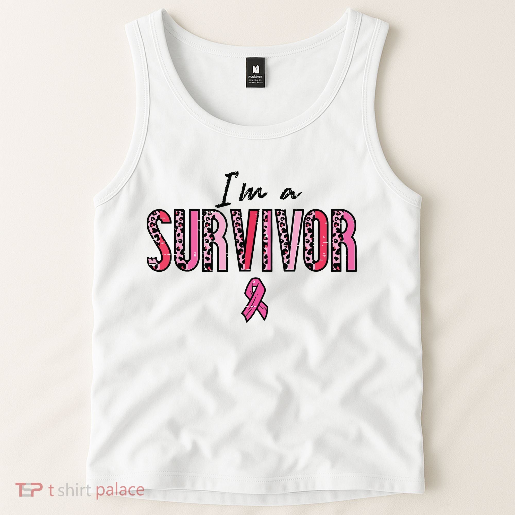 Im A Survivor Leopard Retro Breast Cancer Awareness Tank Top