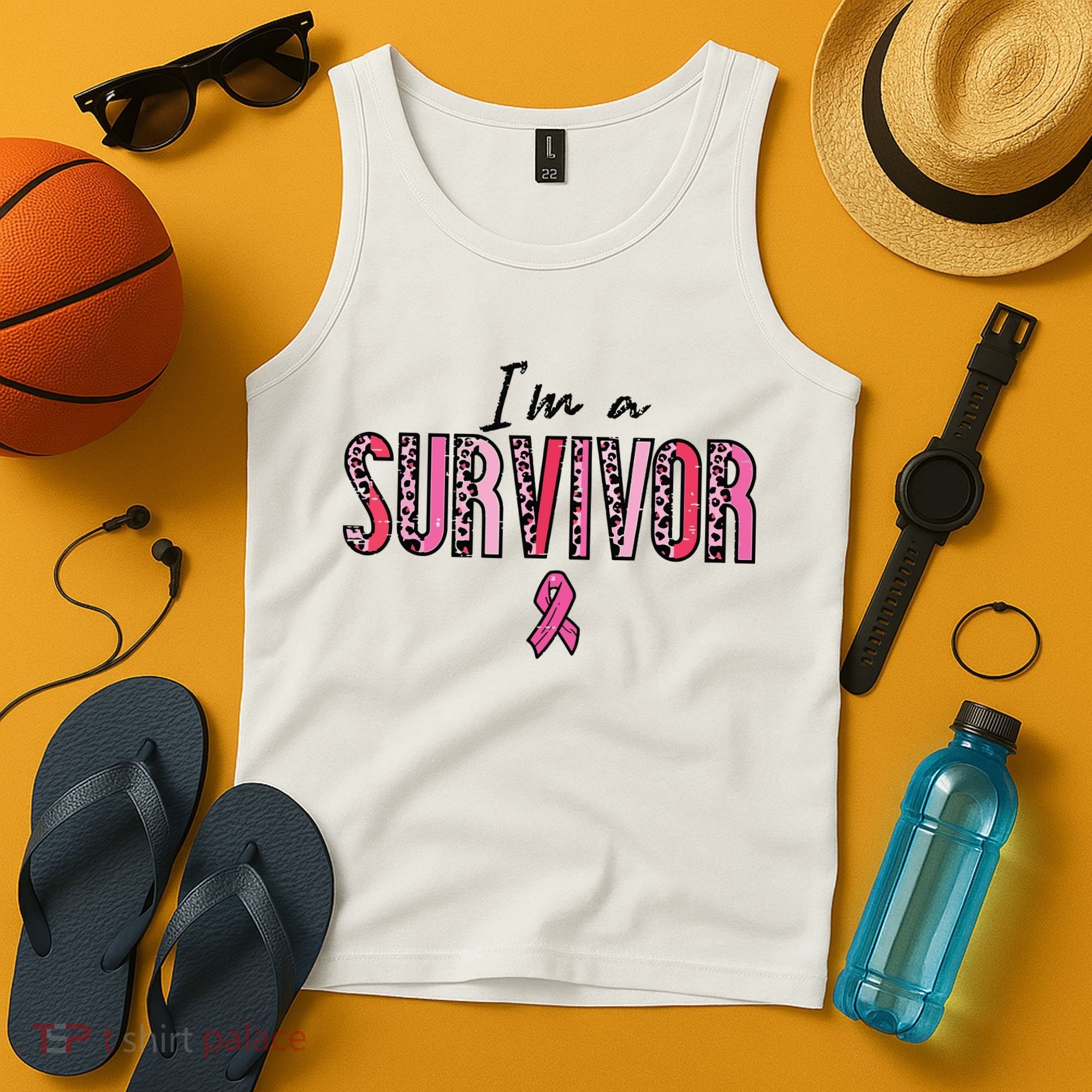 Im A Survivor Leopard Retro Breast Cancer Awareness Tank Top