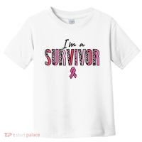 Im A Survivor Leopard Retro Breast Cancer Awareness Toddler T-Shirt thumb 0