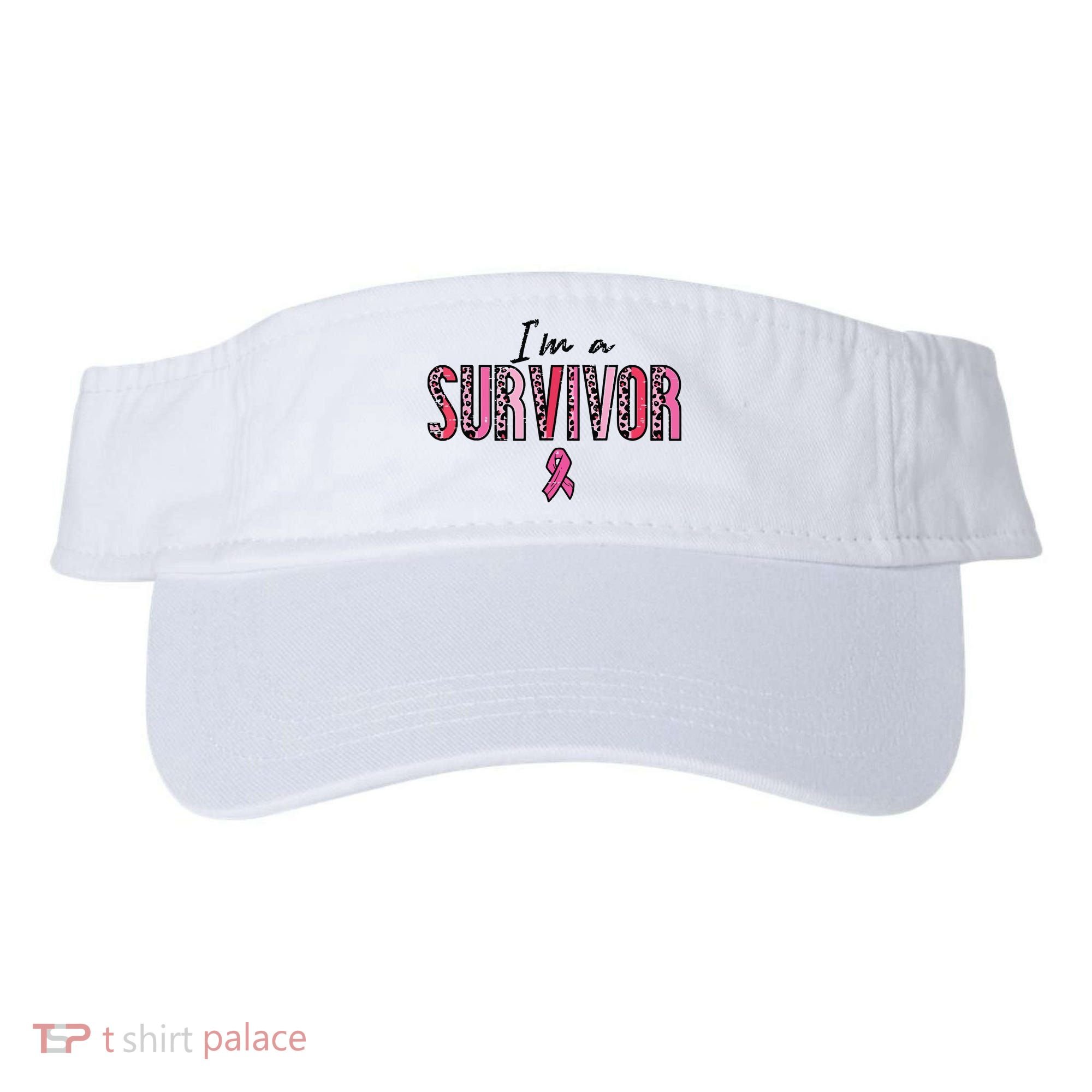 Im A Survivor Leopard Retro Breast Cancer Awareness Visor