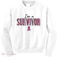 Im A Survivor Leopard Retro Breast Cancer Awareness Kids Sweatshirt thumb 0