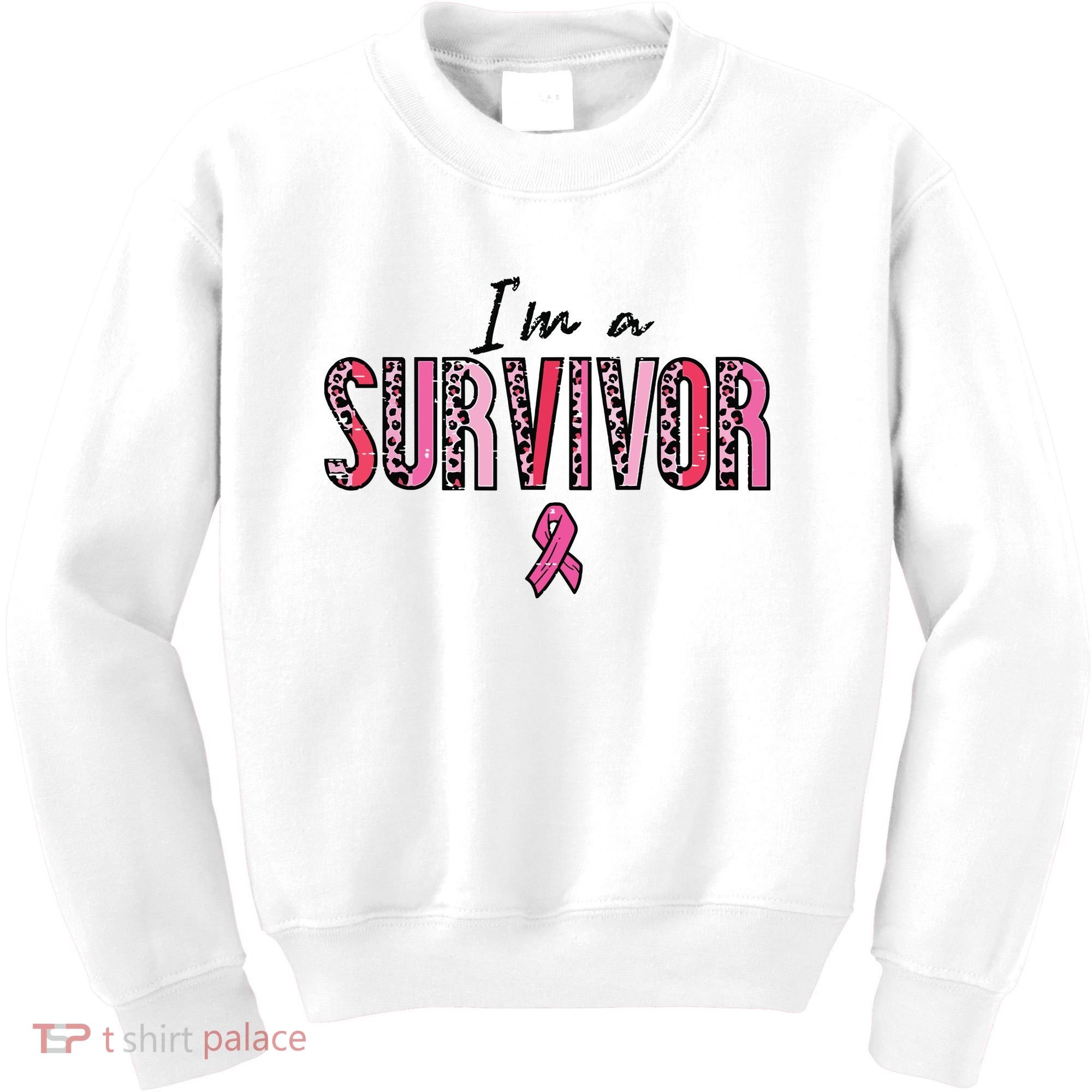 Im A Survivor Leopard Retro Breast Cancer Awareness Kids Sweatshirt