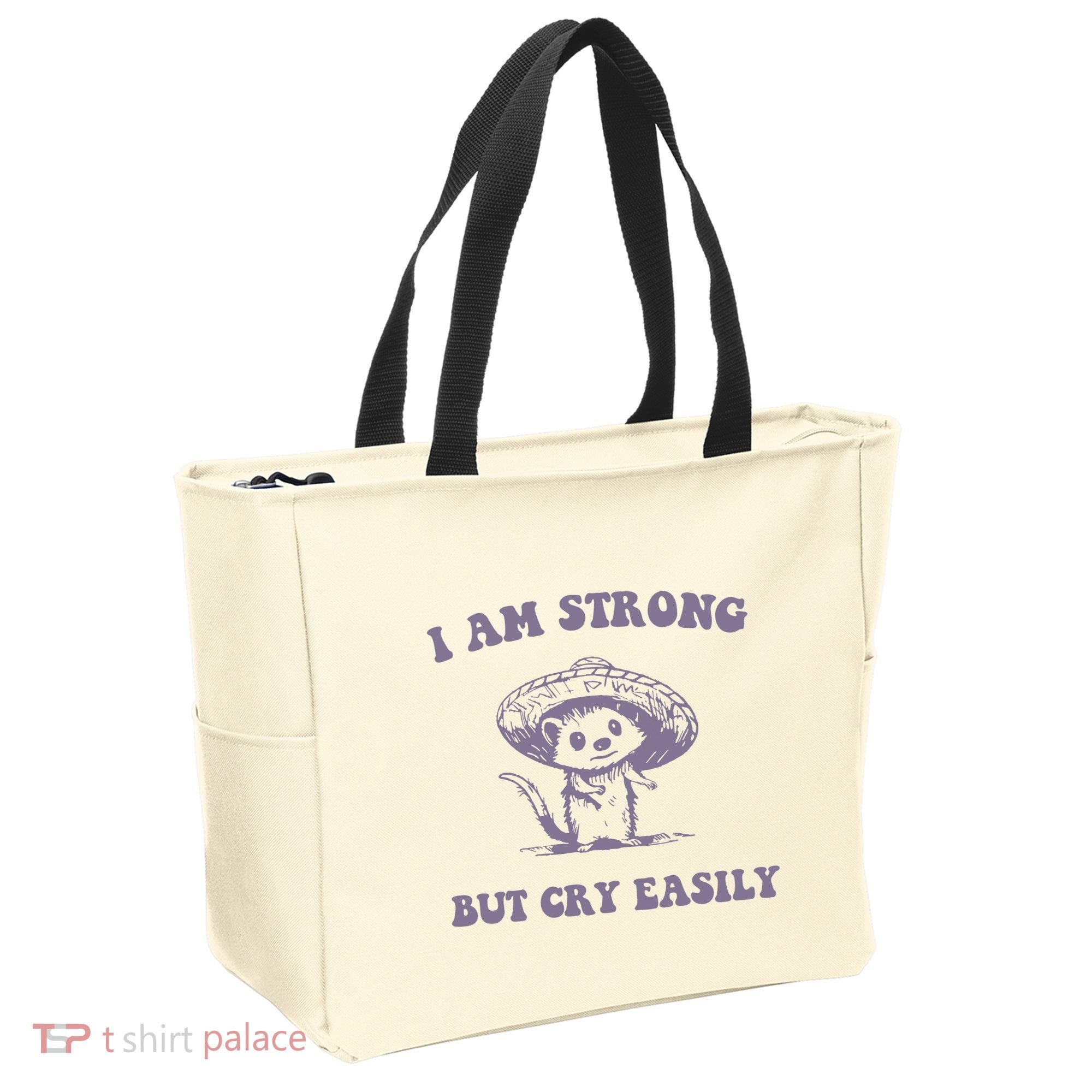 I Am Strong But Cry Easily Retro Tote Bag