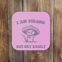 I Am Strong But Cry Easily Retro Coaster thumb 0