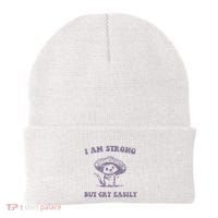 I Am Strong But Cry Easily Retro Beanie thumb 0