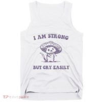I Am Strong But Cry Easily Retro Tank Top thumb 0