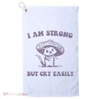 I Am Strong But Cry Easily Retro Golf Towel thumb 0